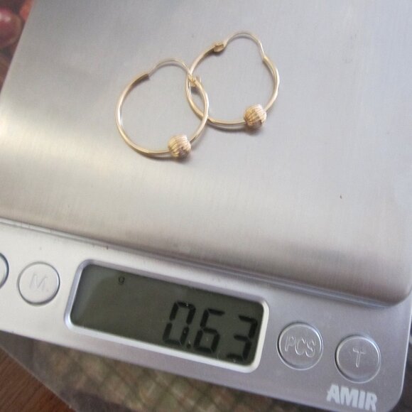 Real 14KT Gold Interchangeable Hoop Earrings - Not Scrap - Picture 4 of 4